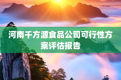 河南千方源食品公司可行性方案评估报告