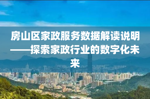 房山区家政服务数据解读说明——探索家政行业的数字化未来