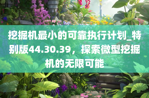 挖掘机最小的可靠执行计划_特别版44.30.39，探索微型挖掘机的无限可能