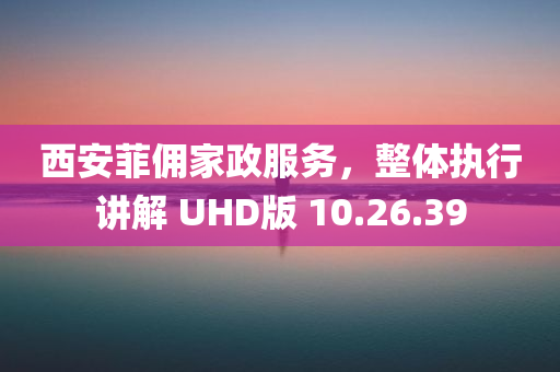 西安菲佣家政服务，整体执行讲解 UHD版 10.26.39