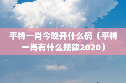 平特一肖今晚开什么码（平特一肖有什么规律2020）