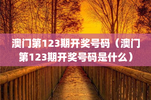 澳门第123期开奖号码（澳门第123期开奖号码是什么）