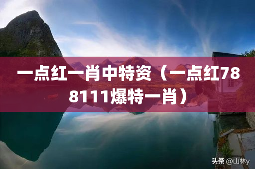 一点红一肖中特资（一点红788111爆特一肖）