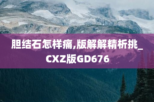 胆结石怎样痛,版解解精析挑_CXZ版GD676