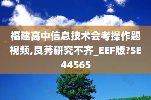 福建高中信息技术会考操作题视频,良莠研究不齐_EEF版?SE44565