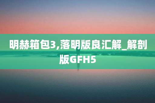 明赫箱包3,落明版良汇解_解剖版GFH5