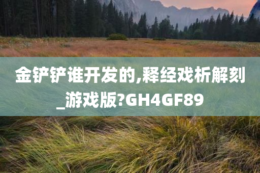 金铲铲谁开发的,释经戏析解刻_游戏版?GH4GF89