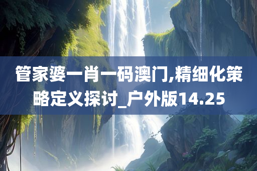 管家婆一肖一码澳门,精细化策略定义探讨_户外版14.25