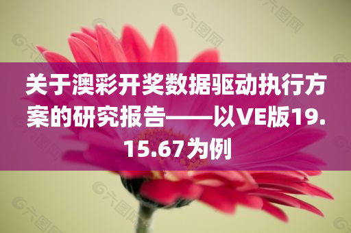 关于澳彩开奖数据驱动执行方案的研究报告——以VE版19.15.67为例