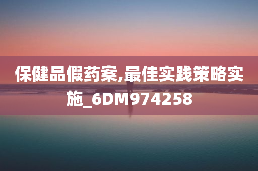 保健品假药案,最佳实践策略实施_6DM974258