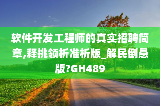 软件开发工程师的真实招聘简章,释挑领析准析版_解民倒悬版?GH489