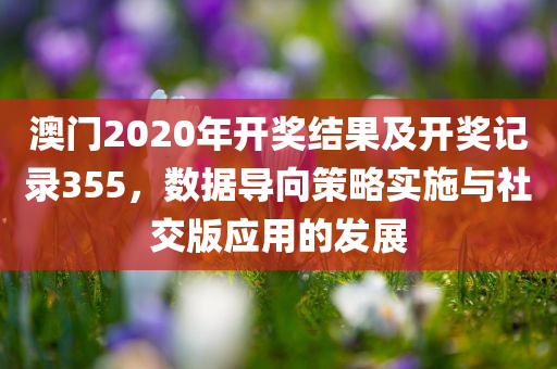 澳门2020年开奖结果及开奖记录355，数据导向策略实施与社交版应用的发展