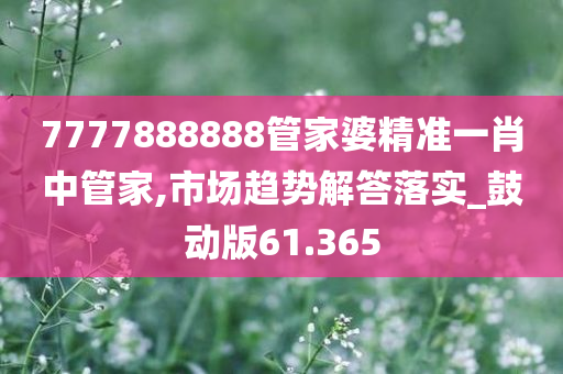 7777888888管家婆精准一肖中管家,市场趋势解答落实_鼓动版61.365