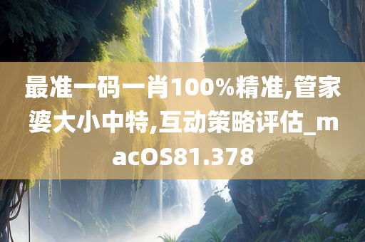 最准一码一肖100%精准,管家婆大小中特,互动策略评估_macOS81.378