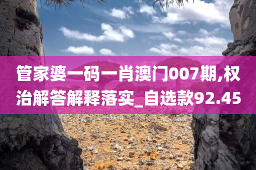 管家婆一码一肖澳门007期,权治解答解释落实_自选款92.45