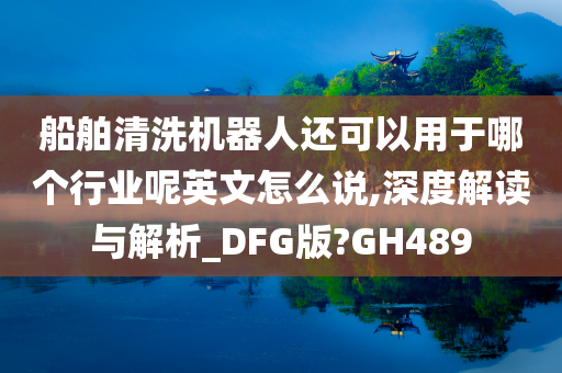 船舶清洗机器人还可以用于哪个行业呢英文怎么说,深度解读与解析_DFG版?GH489