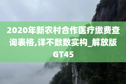 2020年新农村合作医疗缴费查询表格,详不数数实构_解放版GT45