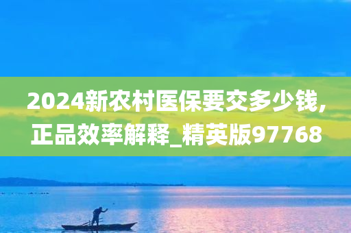 2024新农村医保要交多少钱,正品效率解释_精英版97768