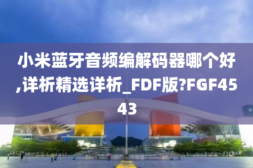 小米蓝牙音频编解码器哪个好,详析精选详析_FDF版?FGF4543