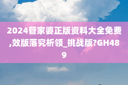 2024管家婆正版资料大全免费,效版落究析领_挑战版?GH489