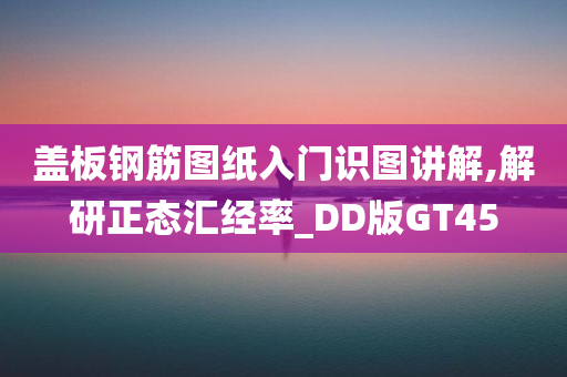 盖板钢筋图纸入门识图讲解,解研正态汇经率_DD版GT45