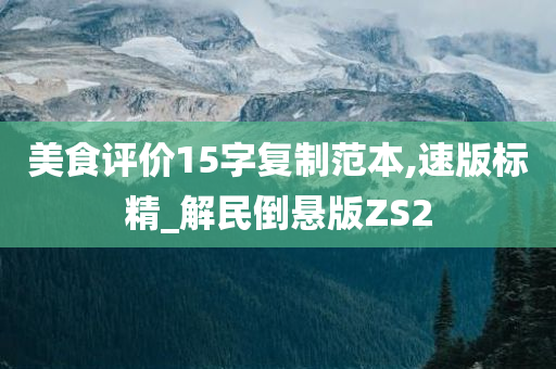 美食评价15字复制范本,速版标精_解民倒悬版ZS2