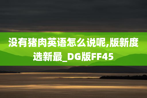 没有猪肉英语怎么说呢,版新度选新最_DG版FF45