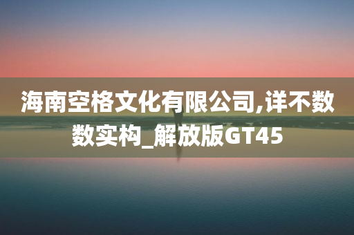 海南空格文化有限公司,详不数数实构_解放版GT45