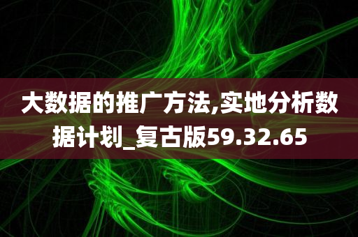 大数据的推广方法,实地分析数据计划_复古版59.32.65