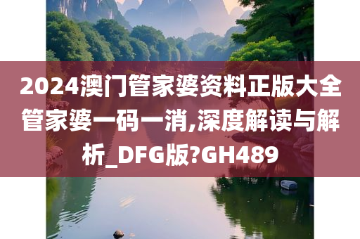 2024澳门管家婆资料正版大全管家婆一码一消,深度解读与解析_DFG版?GH489