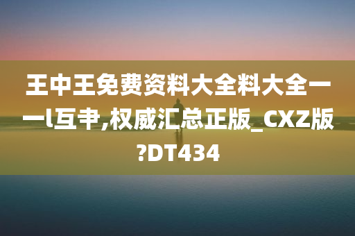 王中王免费资料大全料大全一一l互肀,权威汇总正版_CXZ版?DT434