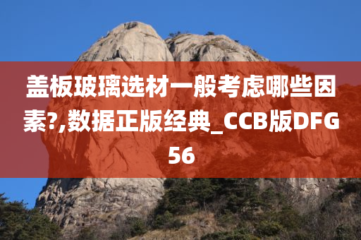 盖板玻璃选材一般考虑哪些因素?,数据正版经典_CCB版DFG56