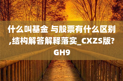 什么叫基金 与股票有什么区别,结构解答解释落实_CXZS版?GH9