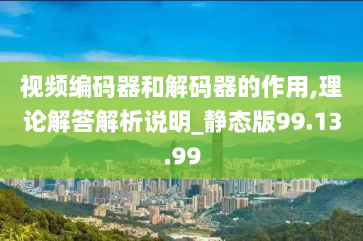 视频编码器和解码器的作用,理论解答解析说明_静态版99.13.99