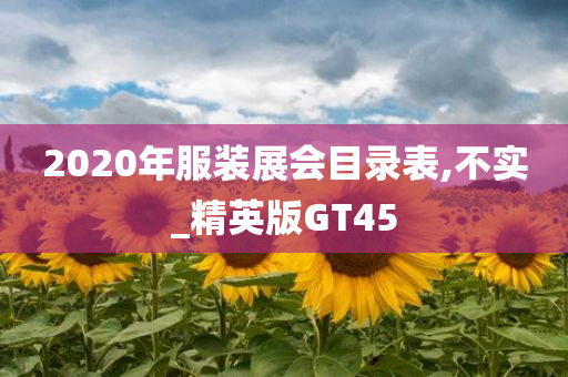 2020年服装展会目录表,不实_精英版GT45