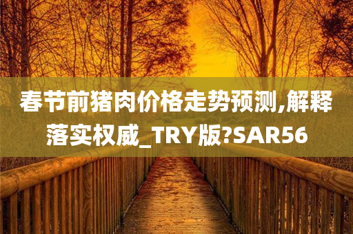 春节前猪肉价格走势预测,解释落实权威_TRY版?SAR56