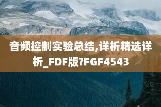 音频控制实验总结,详析精选详析_FDF版?FGF4543