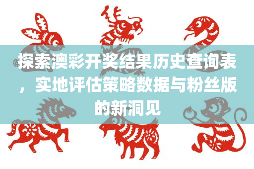 探索澳彩开奖结果历史查询表，实地评估策略数据与粉丝版的新洞见