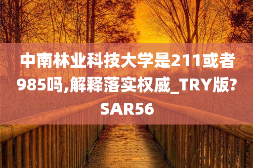 中南林业科技大学是211或者985吗,解释落实权威_TRY版?SAR56