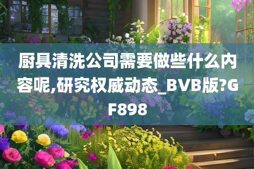 厨具清洗公司需要做些什么内容呢,研究权威动态_BVB版?GF898