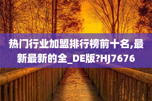 热门行业加盟排行榜前十名,最新最新的全_DE版?HJ7676