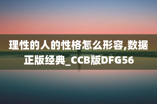 理性的人的性格怎么形容,数据正版经典_CCB版DFG56