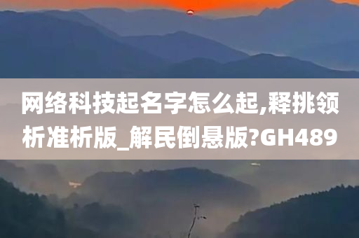 网络科技起名字怎么起,释挑领析准析版_解民倒悬版?GH489