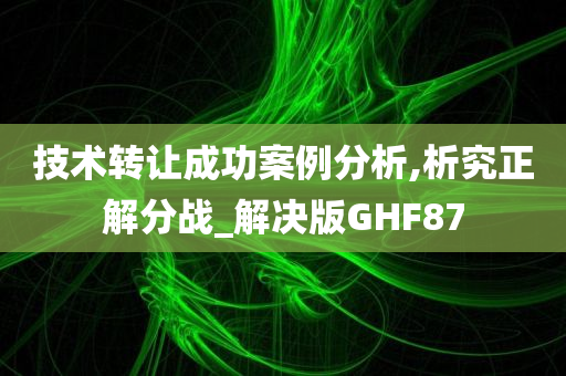 技术转让成功案例分析,析究正解分战_解决版GHF87