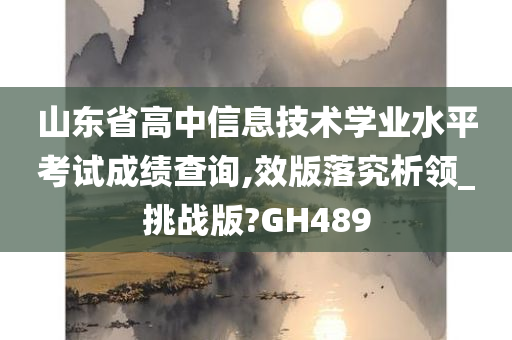 山东省高中信息技术学业水平考试成绩查询,效版落究析领_挑战版?GH489