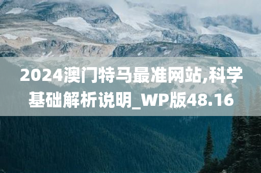 2024澳门特马最准网站,科学基础解析说明_WP版48.16