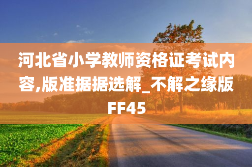 河北省小学教师资格证考试内容,版准据据选解_不解之缘版FF45