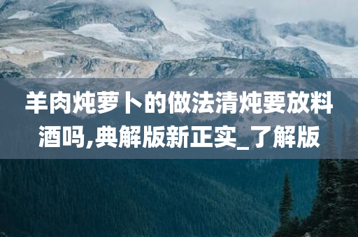 羊肉炖萝卜的做法清炖要放料酒吗,典解版新正实_了解版