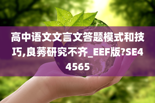 高中语文文言文答题模式和技巧,良莠研究不齐_EEF版?SE44565