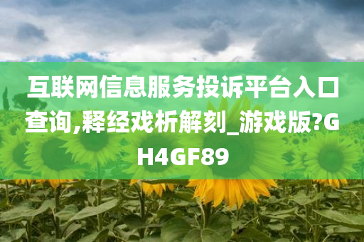 互联网信息服务投诉平台入口查询,释经戏析解刻_游戏版?GH4GF89